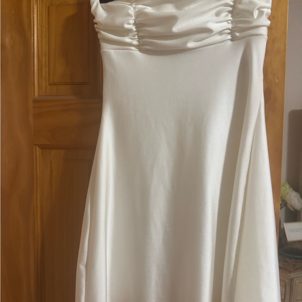 Never worn Windsor White Ruched Cowl Neck Gown